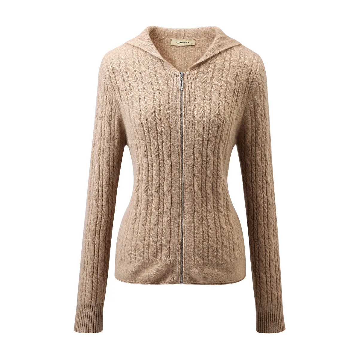 100% Cashmere Cardigan Luxurious Cable Knit Hoodies