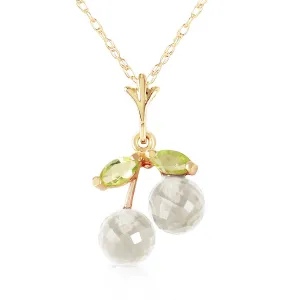 1.45 Carat 14K Solid Yellow Gold La Belle Dame White Topaz Peridot Necklace