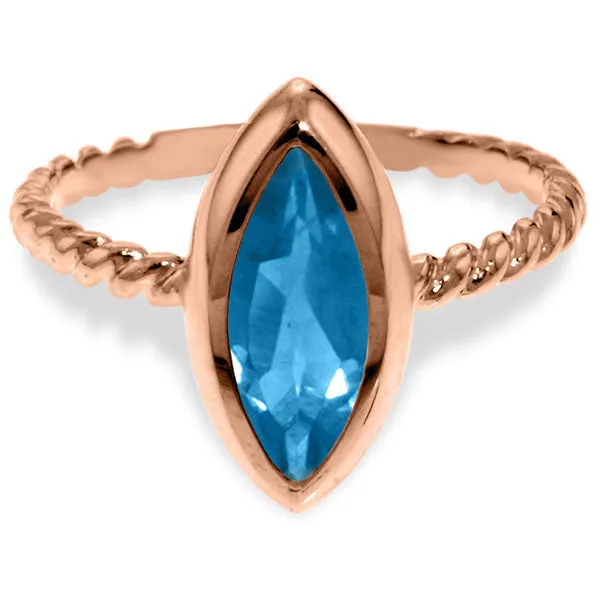 14K Solid Rose Gold Rings w/ Natural Marquis Blue Topaz