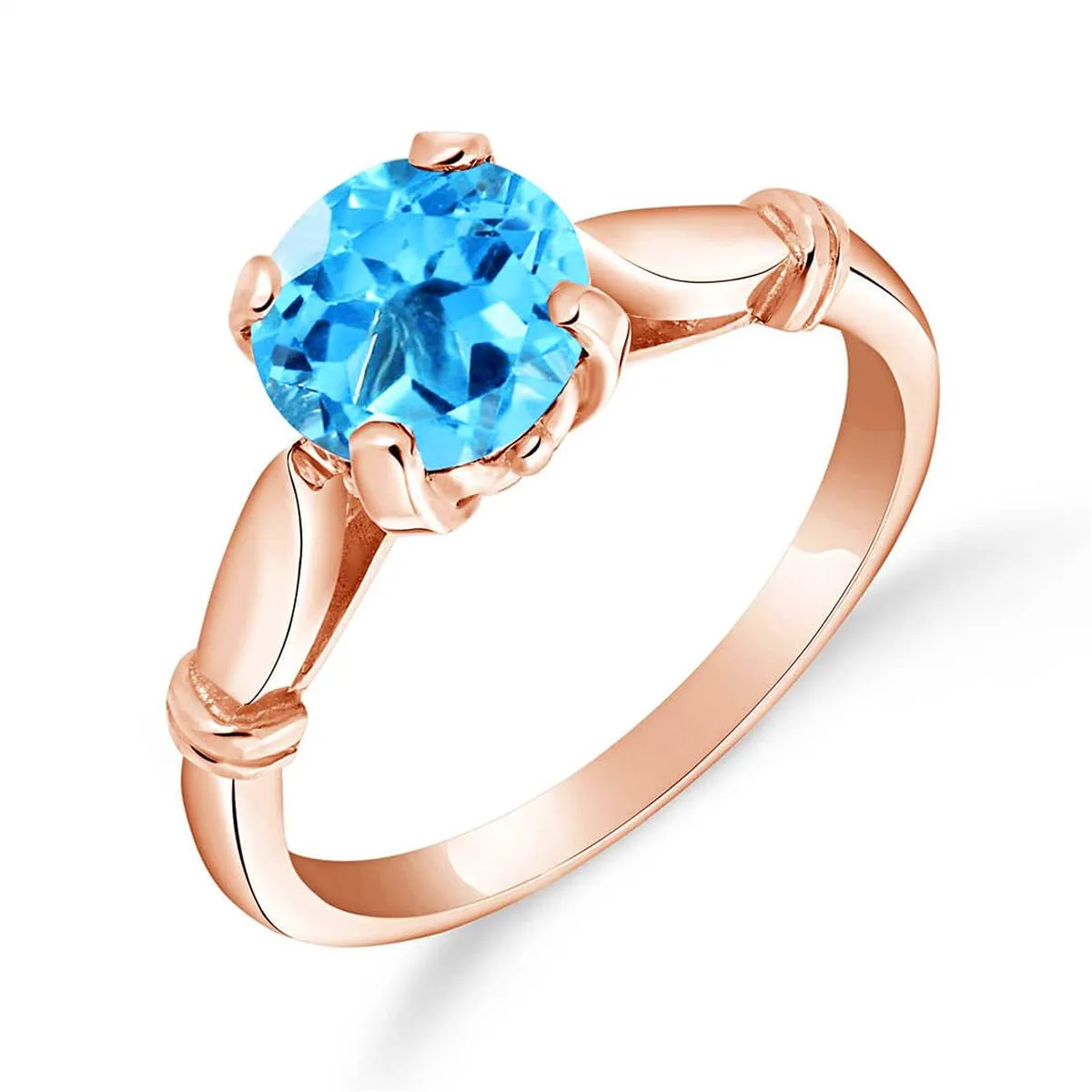 14K Solid Rose Gold Solitaire Ring w/ Blue Topaz