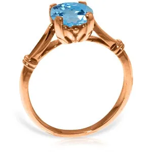 14K Solid Rose Gold Solitaire Ring w/ Blue Topaz