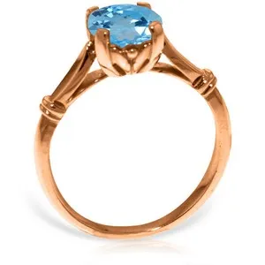 14K Solid Rose Gold Solitaire Ring w/ Blue Topaz