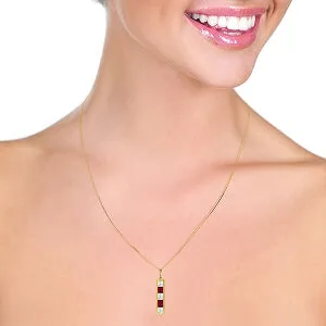 2.35 Carat 14K Solid Yellow Gold Necklace Natural White Topaz Ruby