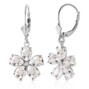 4.43 Carat 14K Solid White Gold Share Your Story White Topaz Diamond Earrings