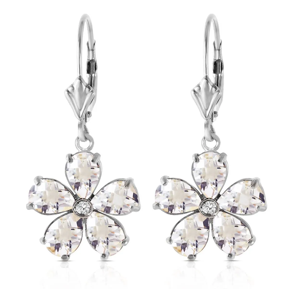 4.43 Carat 14K Solid White Gold Share Your Story White Topaz Diamond Earrings