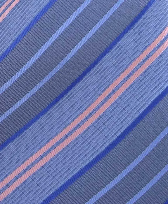 Blue and Pink Striped 4" Wide Necktie