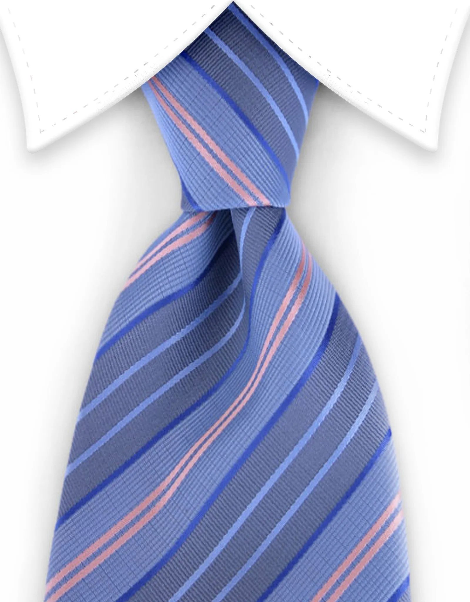 Blue and Pink Striped 4" Wide Necktie