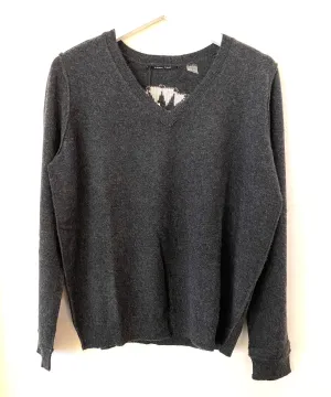 Brazeau Tricot Milagro Coal Cashmere V-Neck Sweater