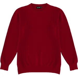 Burgundy Red Mens Knit Classic Crew Neck Sweater