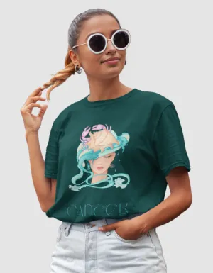 Cancer Zodiac Graphic Printed Oversized T-Shirt For Women