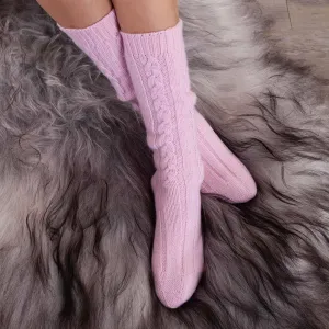 Cashmere Bed Socks Pink 4-7