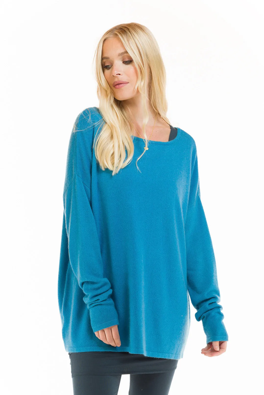 CASHMERE BOAT NECK JUMPER TURQUOISE