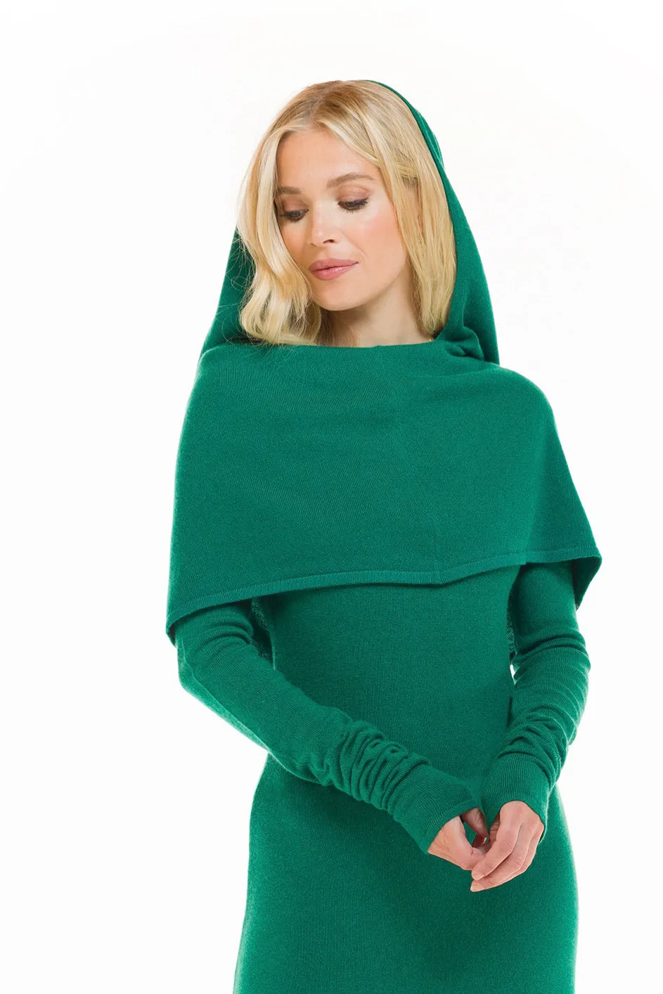 CASHMERE MAXI FITTED DRESS EMERALD GREEN