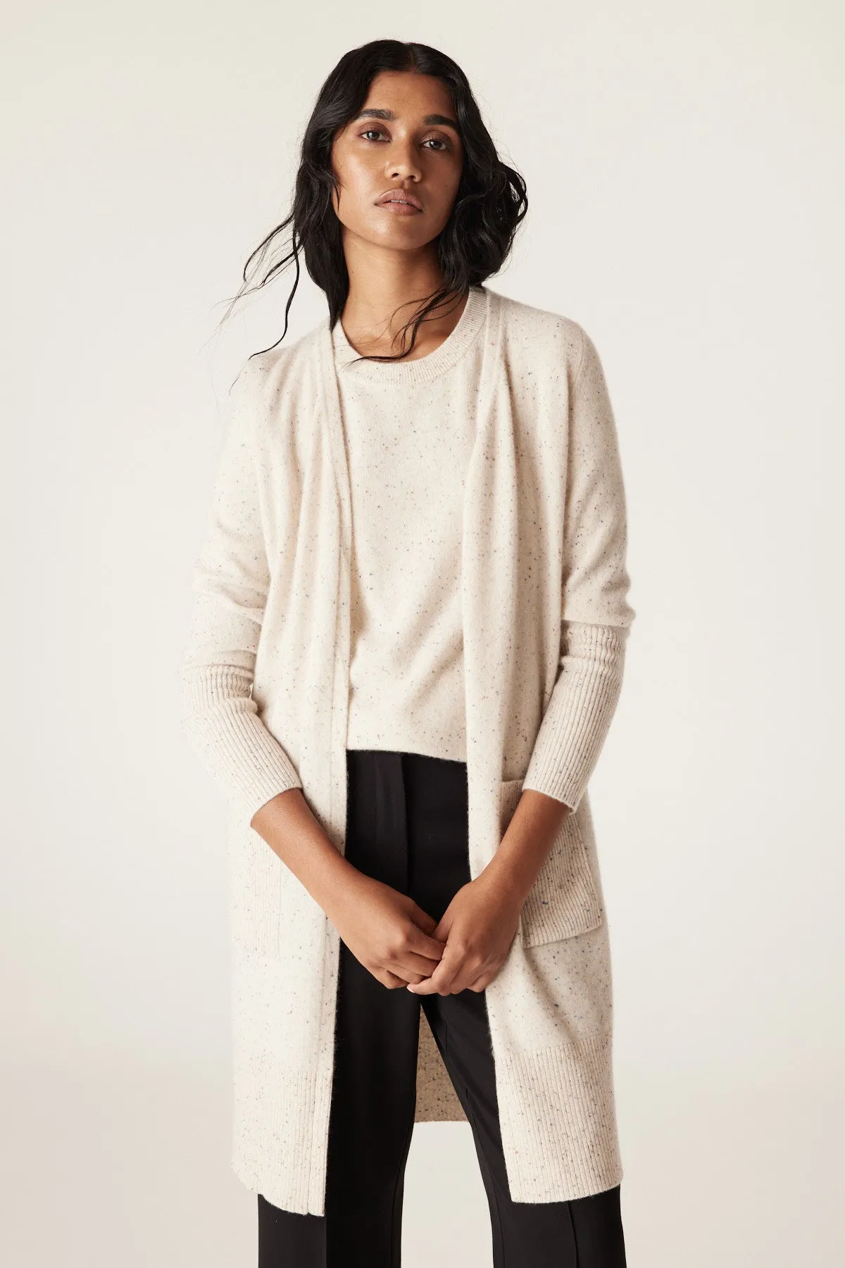 Cashwool Long Cardigan - Eggshell