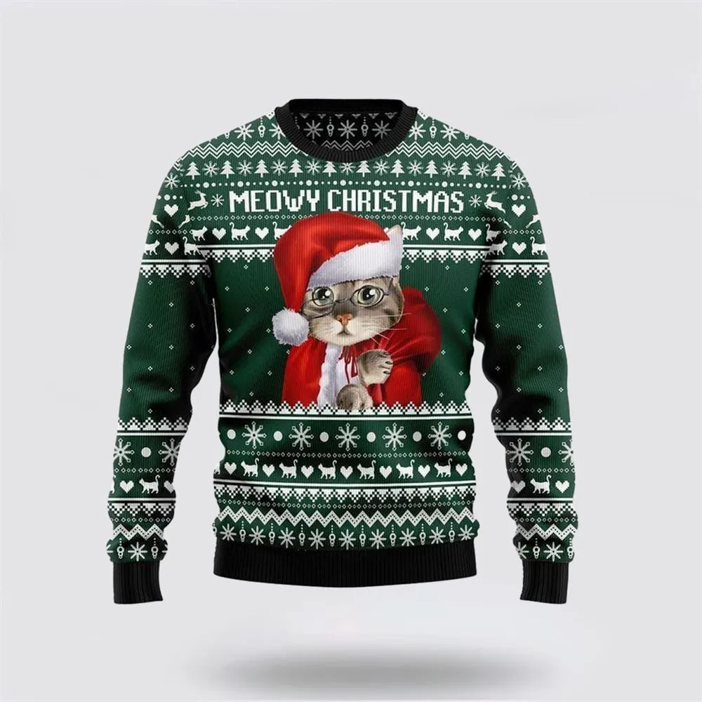 Cat Santa Ugly Christmas Sweater For Men And Women, Best Gift For Christmas, Christmas Fashion Winter