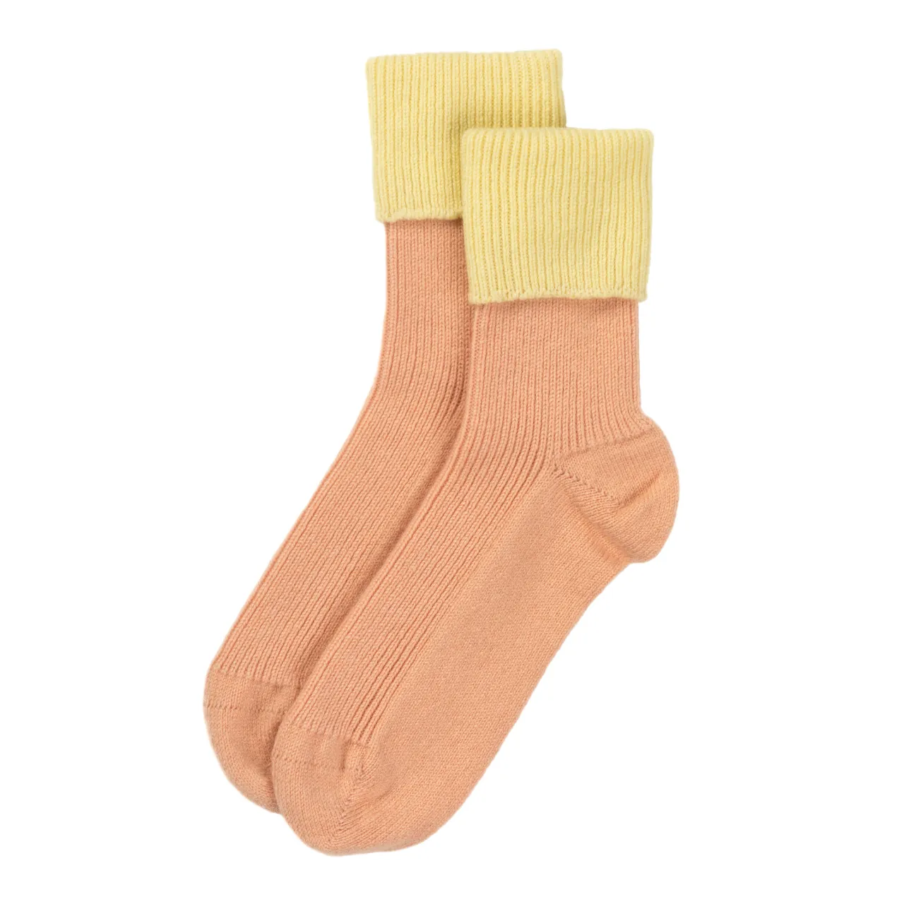 Contrast Turnover Cashmere Bed Socks