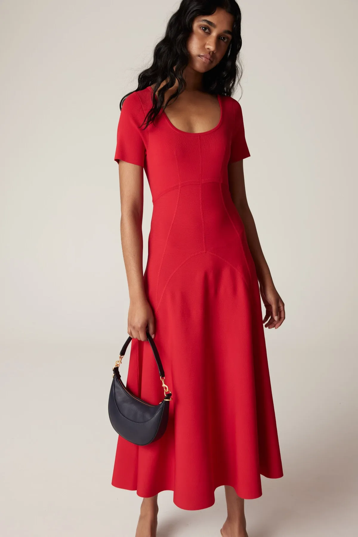 Crepe Bodice Dress - Red