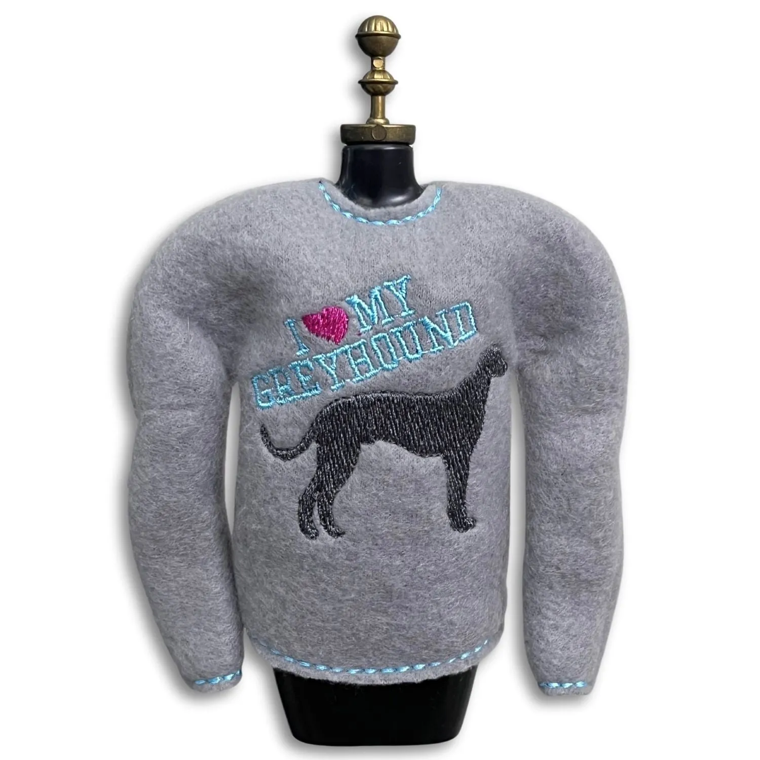 Elf Sweater I Love My Greyhound Grey