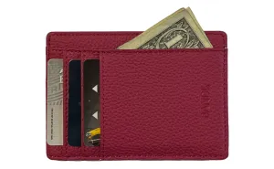 Faux Leather Wallet - Raspberry