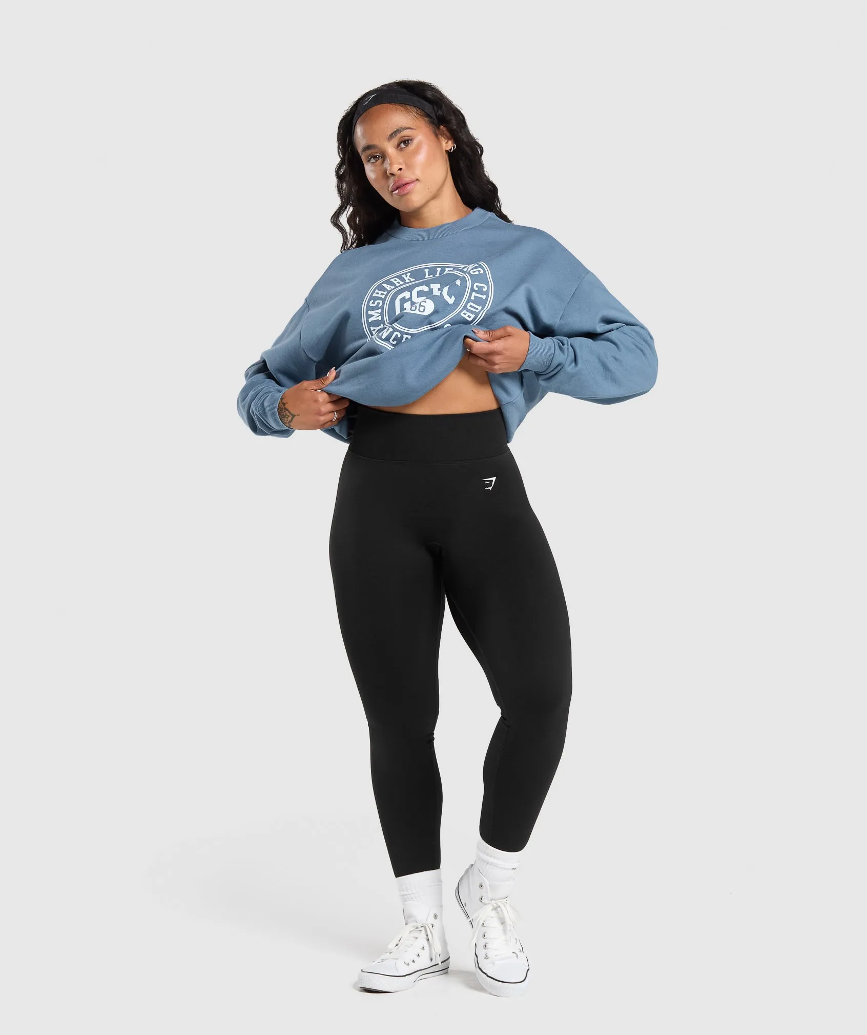 Gymshark GSLC Weight Graphic Sweater - Faded Blue