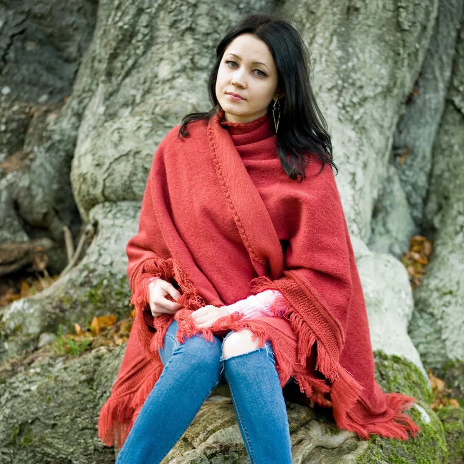 Kunchaim - Baby Alpaca Wool Poncho Cape Wrap - Solid - Unisex