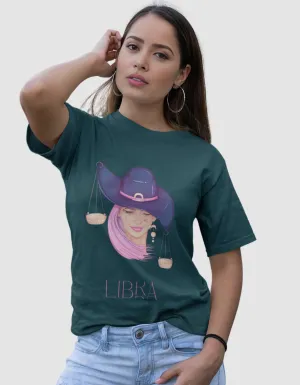 Libra Zodiac Graphic Printed Oversized T-Shirt For Women