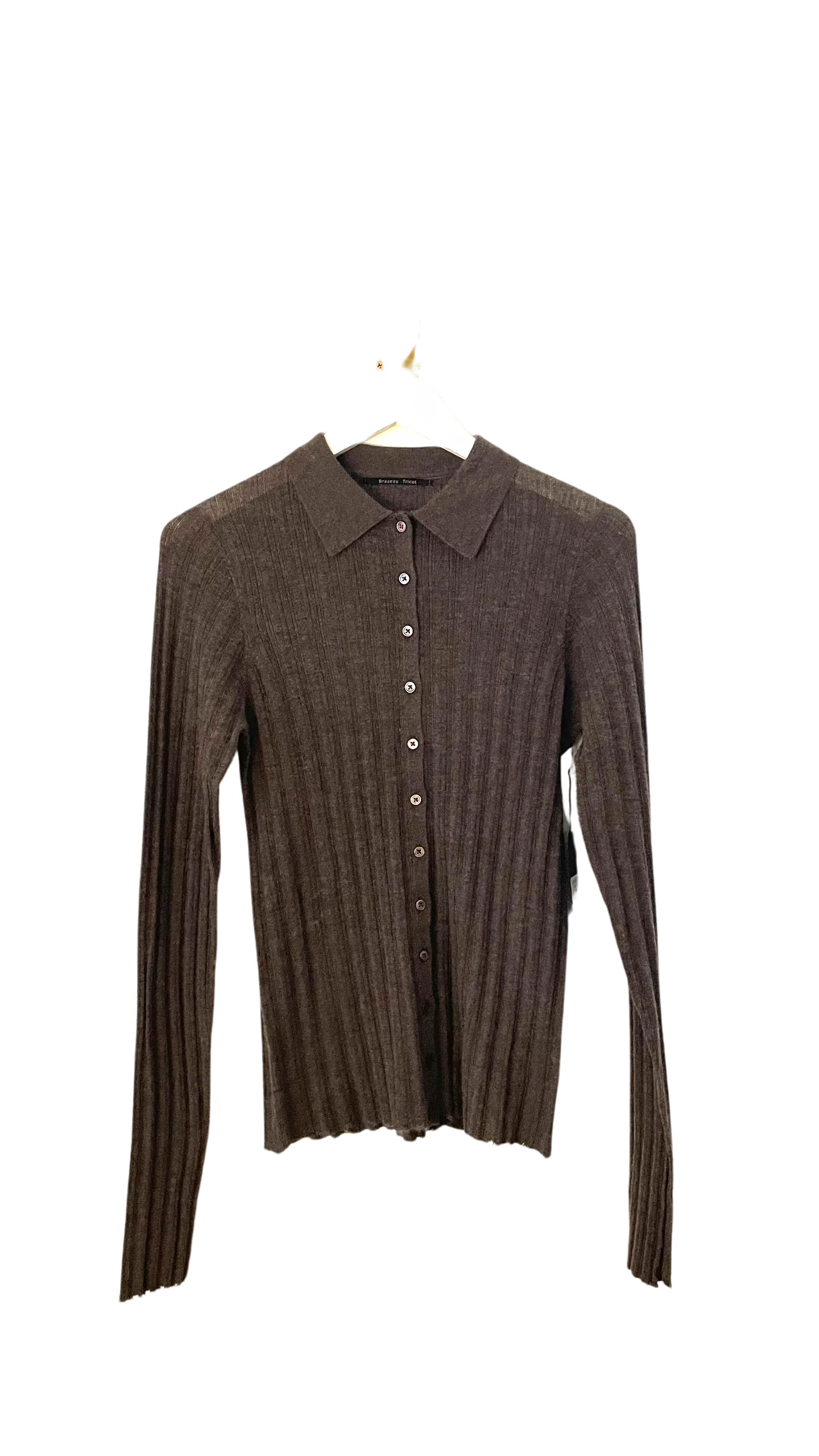 Lil' Boy Long Sleeve Tissue Cashmere Button Up Porcini