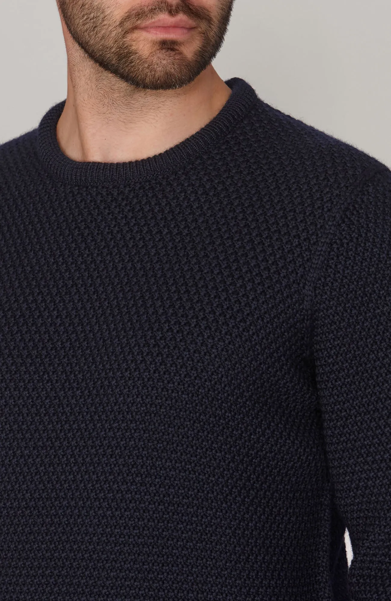 Mens Chunky Merino Moss Stitch Fisherman Jumper