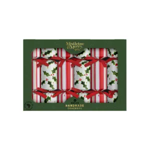 Mistletoe & Merry Petite Holly & Stripes Crackers 17.5cm (Set of 6)