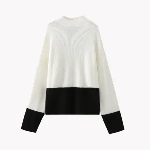 Pre Order:  Two-Tone Patchwork Knit Sweater