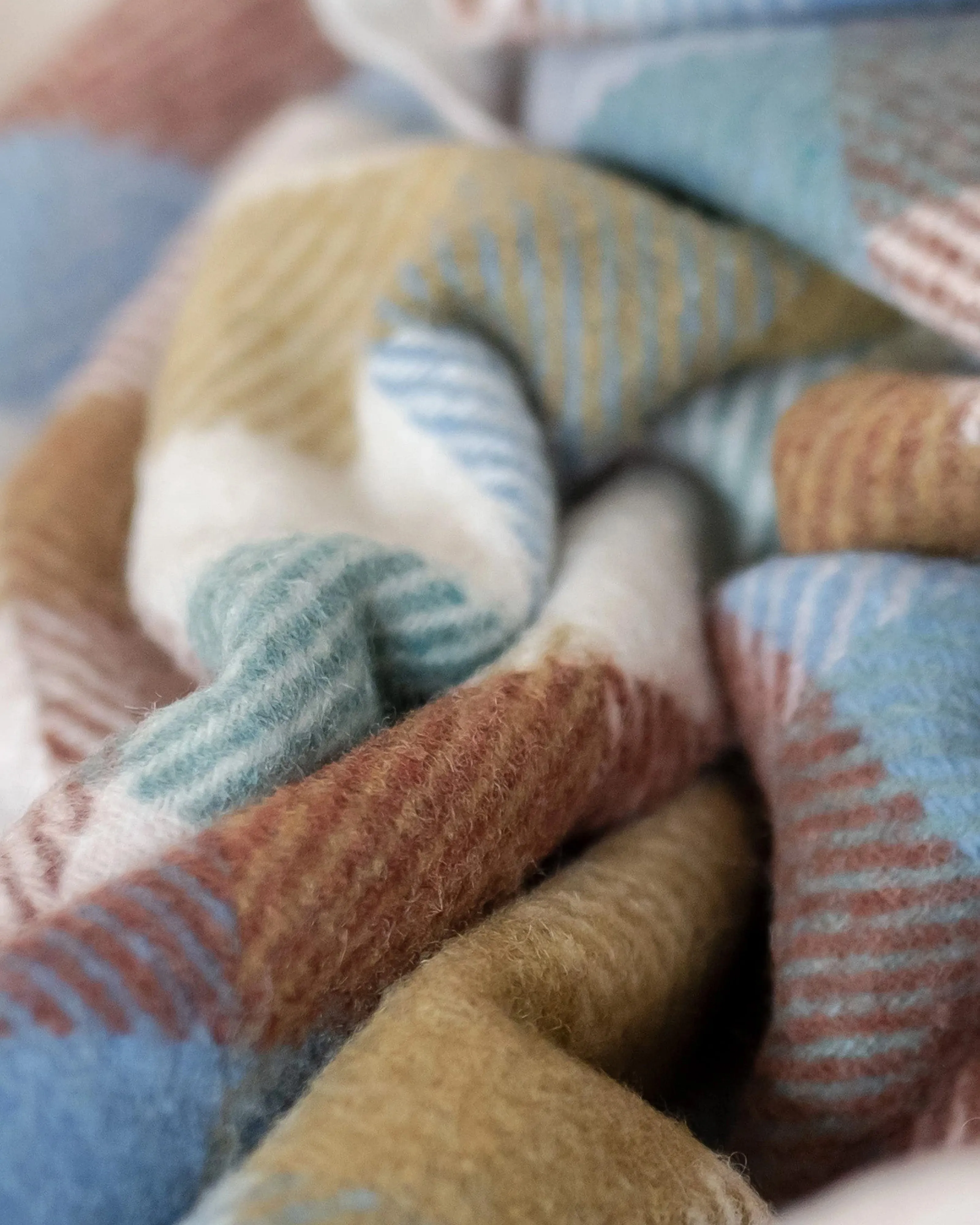 Rainbow Herringbone Check Recycled Wool Blanket