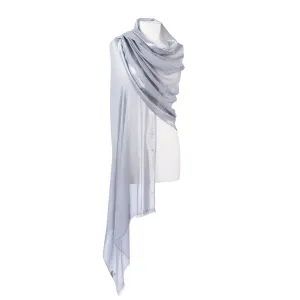 Silver Bordered Cashmere Pashmina Stole in Silver