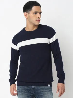 Spykar Striped Round Neck Cotton Pullover Sweater