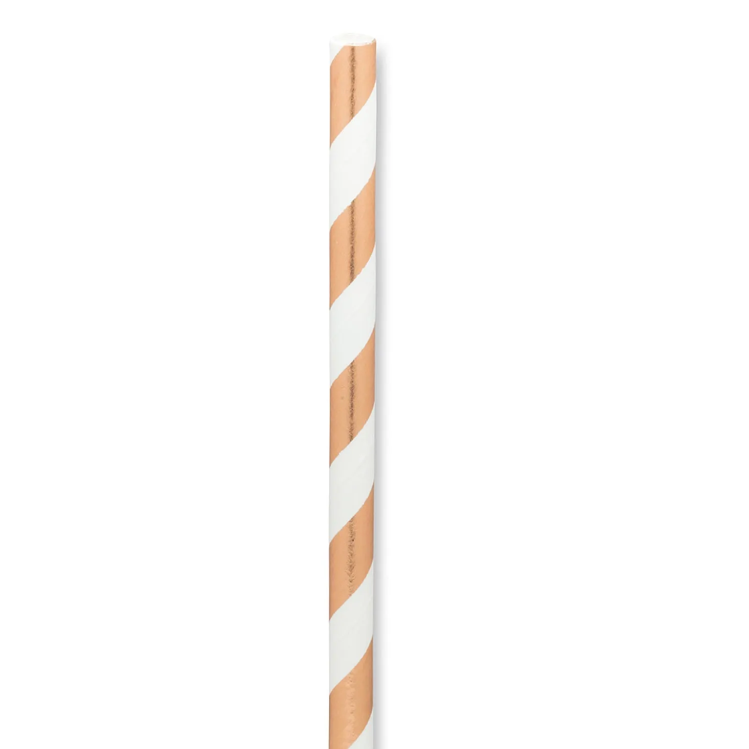 Straws with Rose Gold & White Stripes - Box of 100