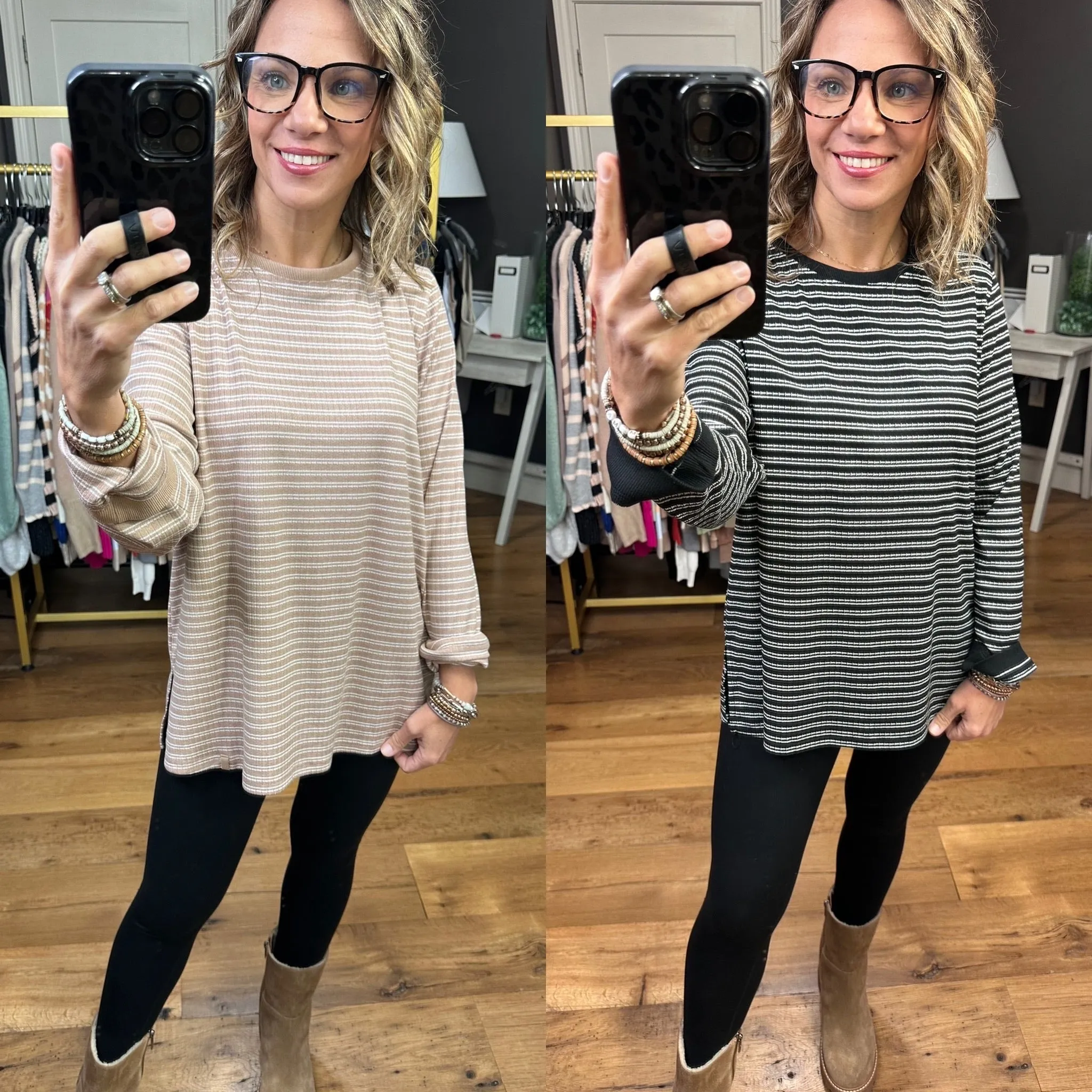 The Cara Striped Ribbed Longsleeve - Multiple Options