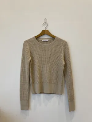 White   Warren - Sustainable Cotton Shrunken Thermal Crewneck in Taupe