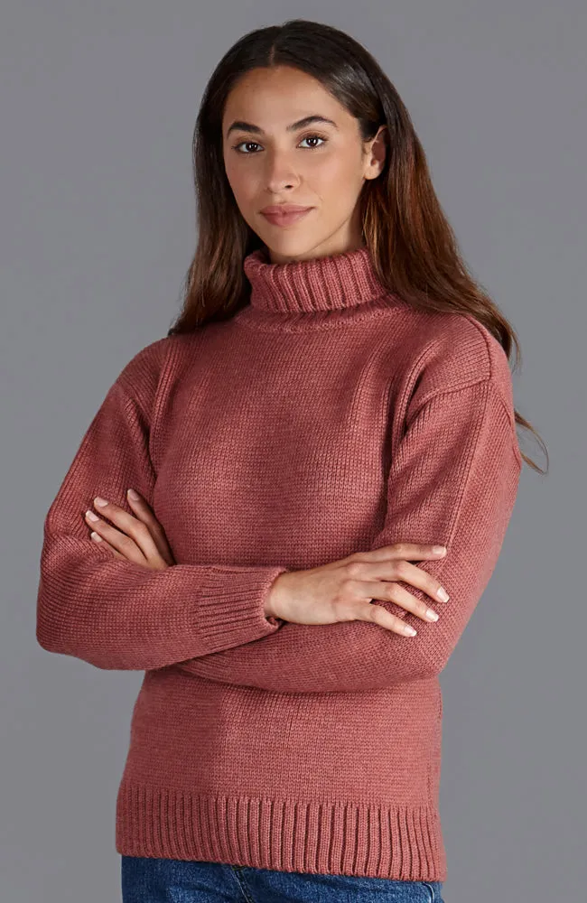 Womens Chunky Merino Wool Submariner Roll Neck Jumper