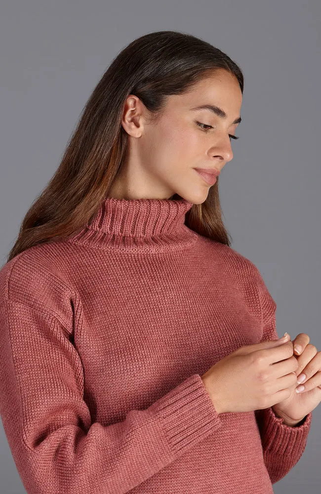 Womens Chunky Merino Wool Submariner Roll Neck Jumper