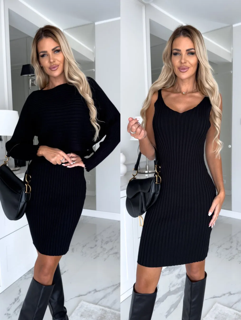 Womens Stripe Top Two Piece Dress Sets