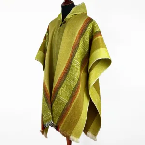 Zhingate - Lightweight Baby Alpaca Wool Hooded Poncho - Pistachio - unisex